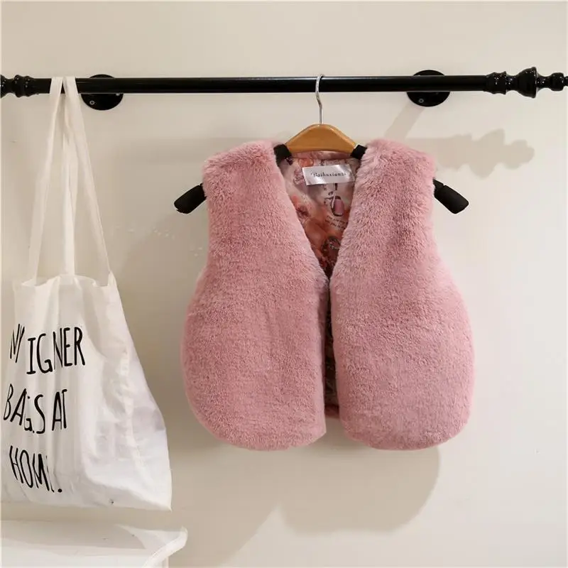 Kids Winter Vest Tops Waistcoats for Boy Girls Clothes Faux Fur Velvet Children's Thicken Warm Lamb Jackets Coat Outwear