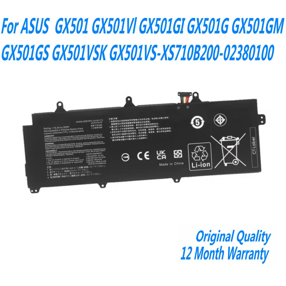 

New 15.4V 50WH C41N1712 Laptop Battery For Asus GX501 GX501Vl GX501GI GX501G GX501GM GX501GS GX501VSK GX501VS-XS710B200-02380100