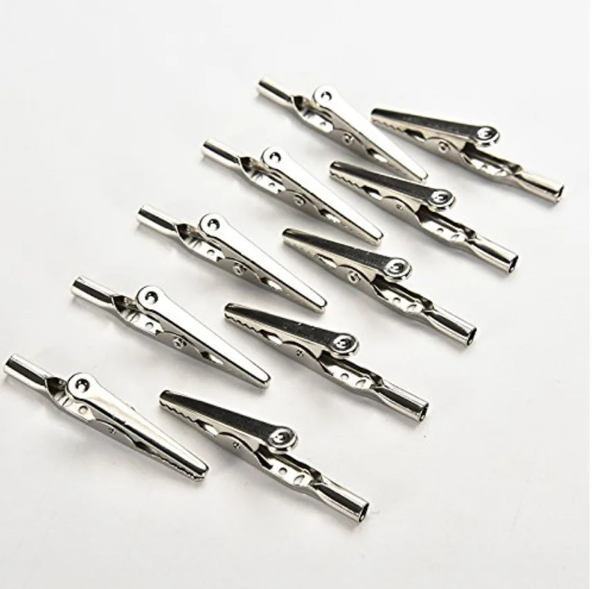 10PCS/Set Stainless Steel Single Prong Alligator Crocodile Electric Test Clips Cable Lead Screw Probe Clamps DH5