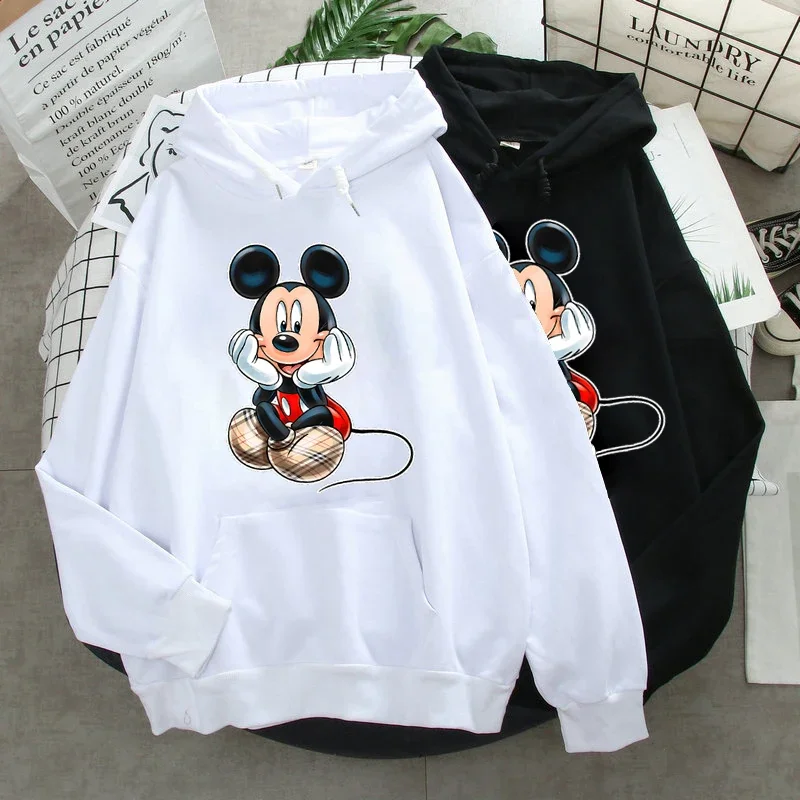 Women Hoodies Fashion Cartoon Mickey Minnie Summer Disney Streetwear Kawaii Top Female Ulzzang Oversized Hoodie Clothing Vintage