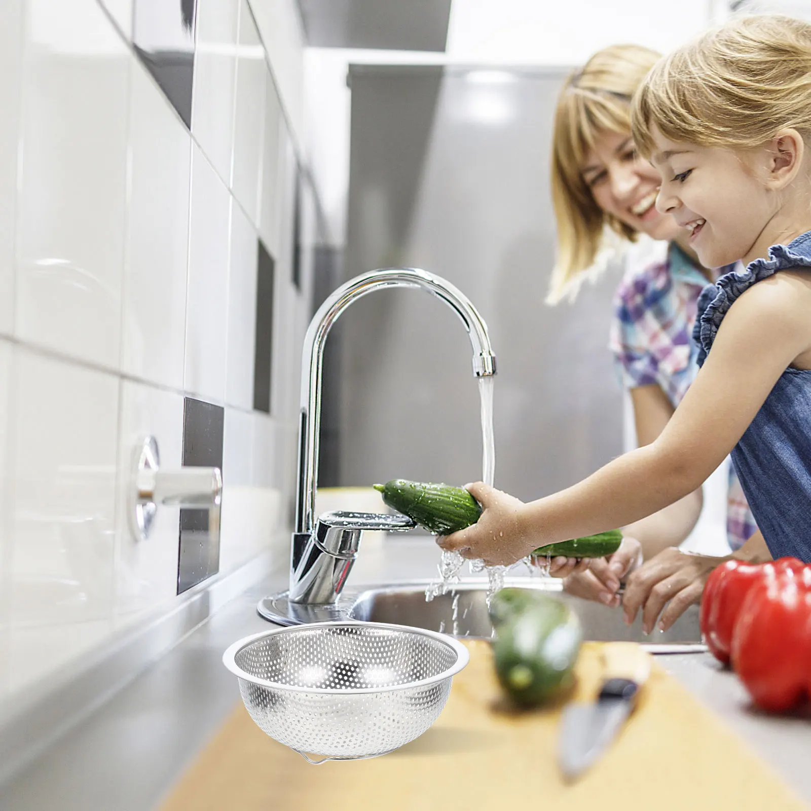 

Stainless Steel Draining Basket 30Cm Vegetable Fruit Washing Kitchen Gadget Multipurpose Not Rusty Strainer For