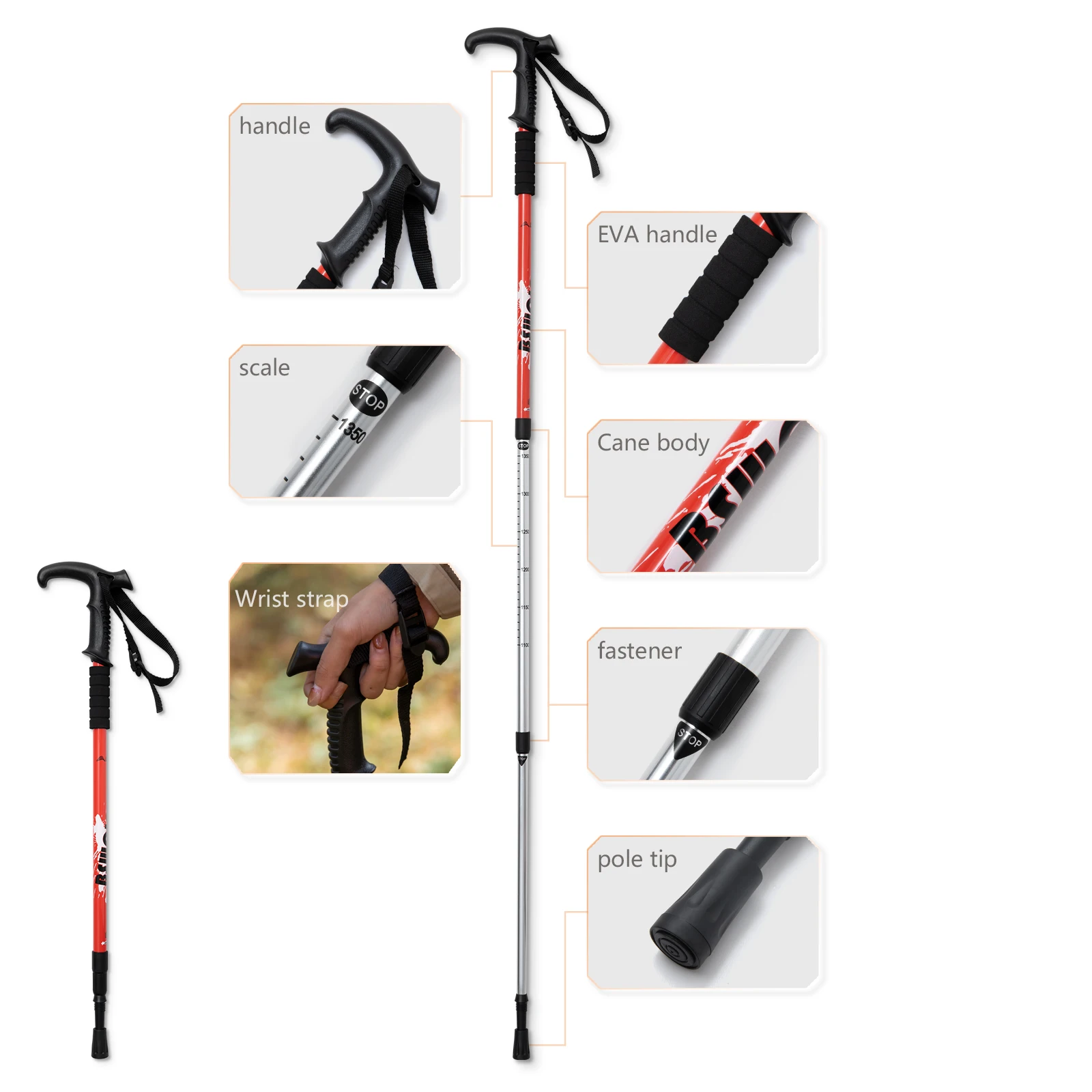 BSWolf 2 unids/lote bastones nórdicos antigolpes para caminar al aire libre bastones telescópicos ultraligeros para senderismo