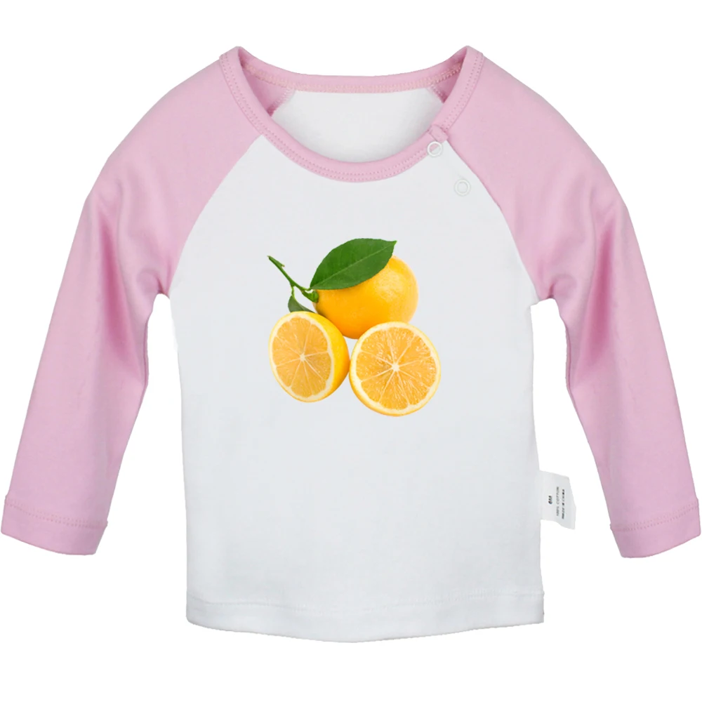 

iDzn New Sour Fruit Lemon Printed Graphic Cute Baby T-shirts Kids Long Sleeves Tees 0-12M Infant T shirt Boys Girls Tops Clothes