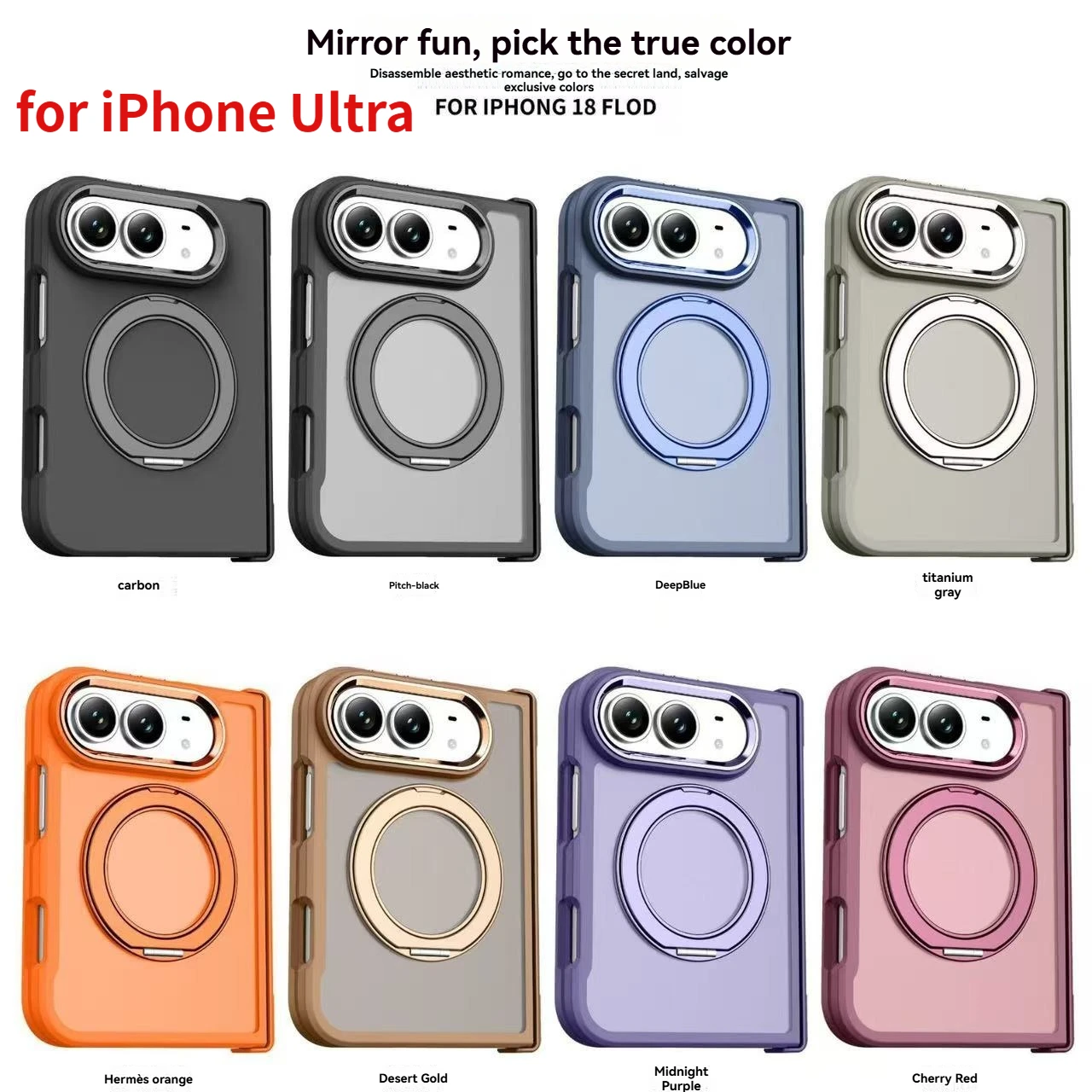 360 ° Rotating Metal Bracket Matte Hard PC Folding Phone Case for iPhone Ultra for Magsafe Magnetic Bumper Cover
