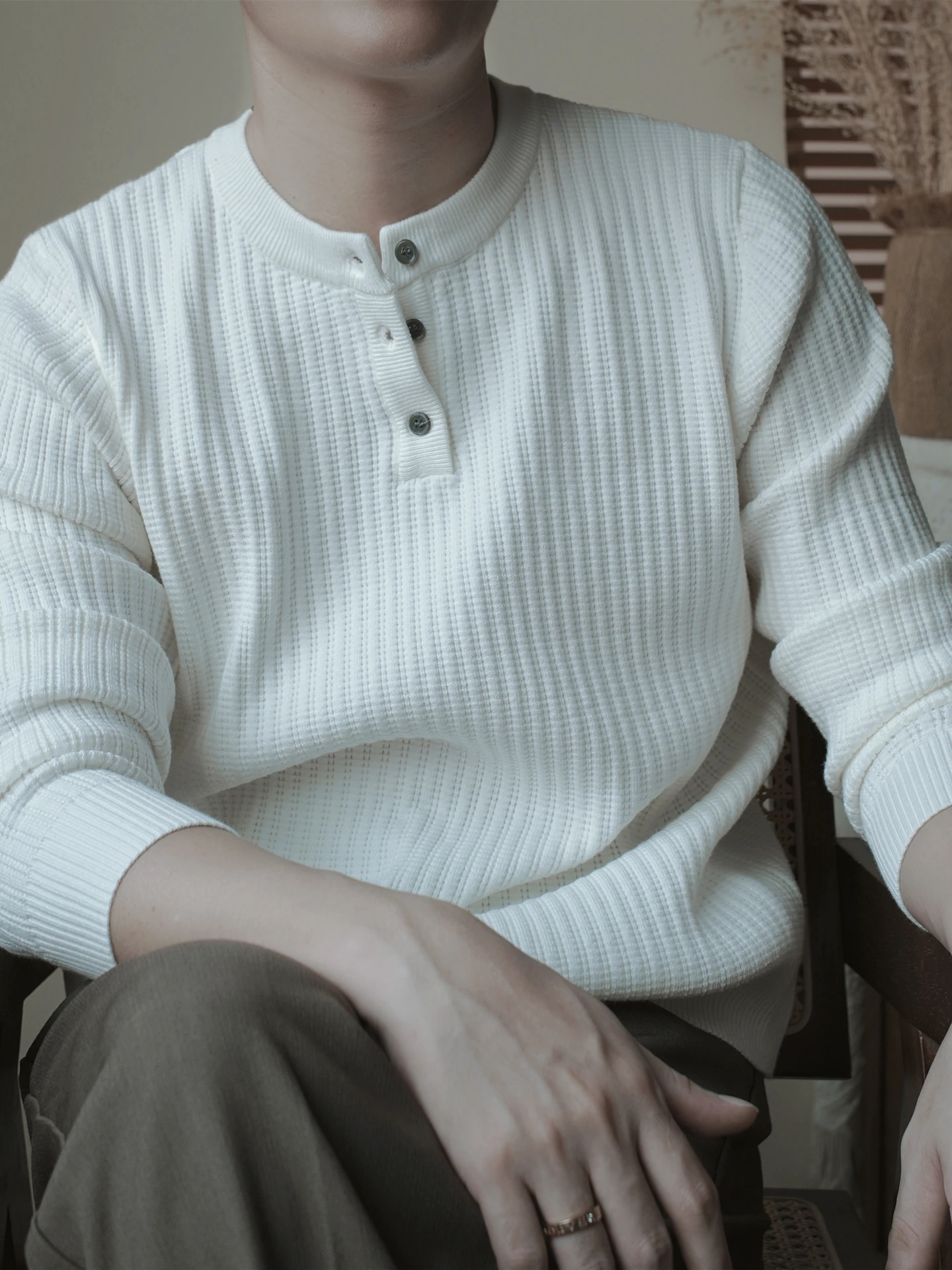 الخريف والشتاء المال القديم سليم صالح مخطط عارضة فضفاض زهرة المشمش محبوك سترة #5