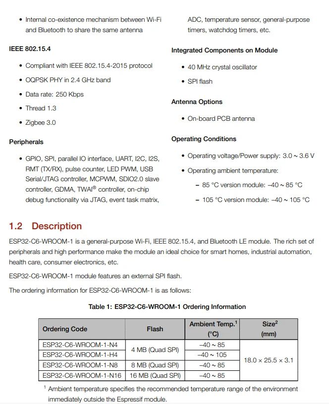 10 Stück/1 Stück ESP32-C6-WROOM-1 1U N16 N8 N4 ESP32C6 ESP32-C6-MINI-1-H4 H8 2,4G Wi-Fi 6 Ble 5 WLAN-Modul Zigbee 3.0 Thread – Detail 4