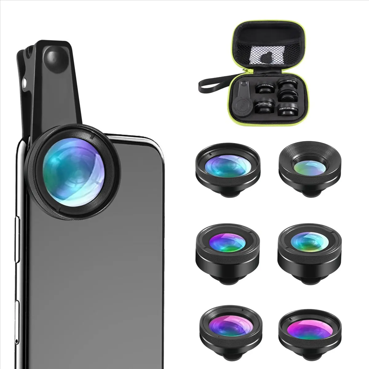A72Z  New 6In1 Kit Camera Lens Photographer Mobile Phone Lenses Kit Macro Wide Angle Fish Eye CPL Filter for Mi9