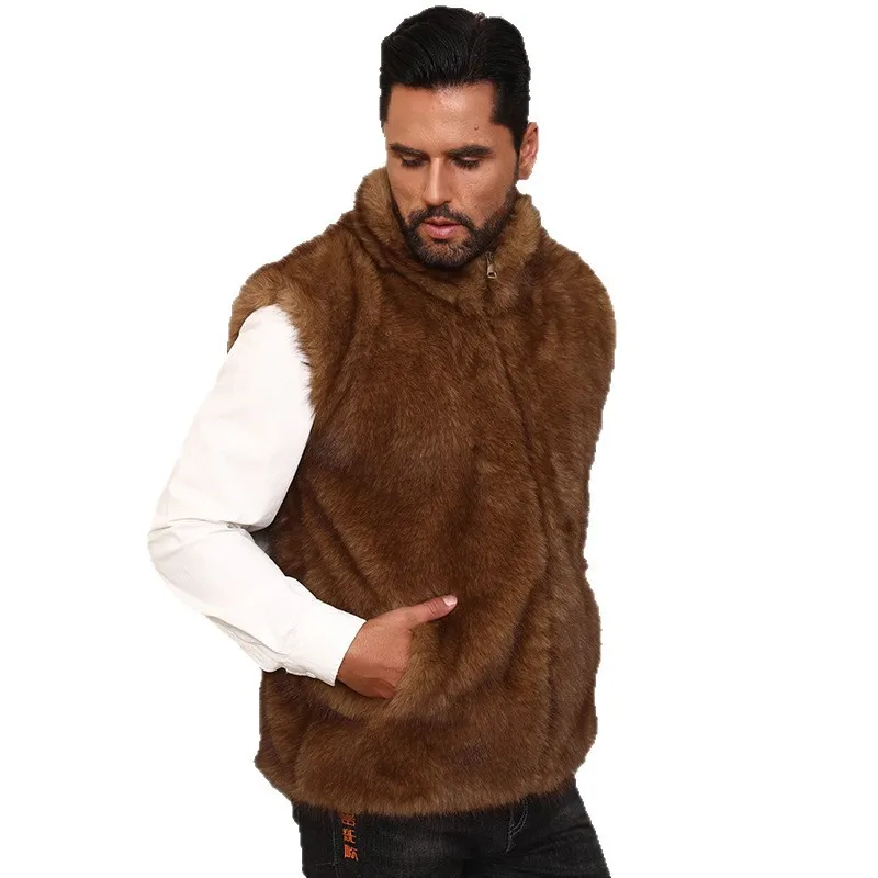 

Мужской модный жилет из искусственного меха, зимний теплый жилет с хлопковой подкладкой, толстый термомеховой жилет, куртка без рукавов, пальто, верхняя одежда для мужчин