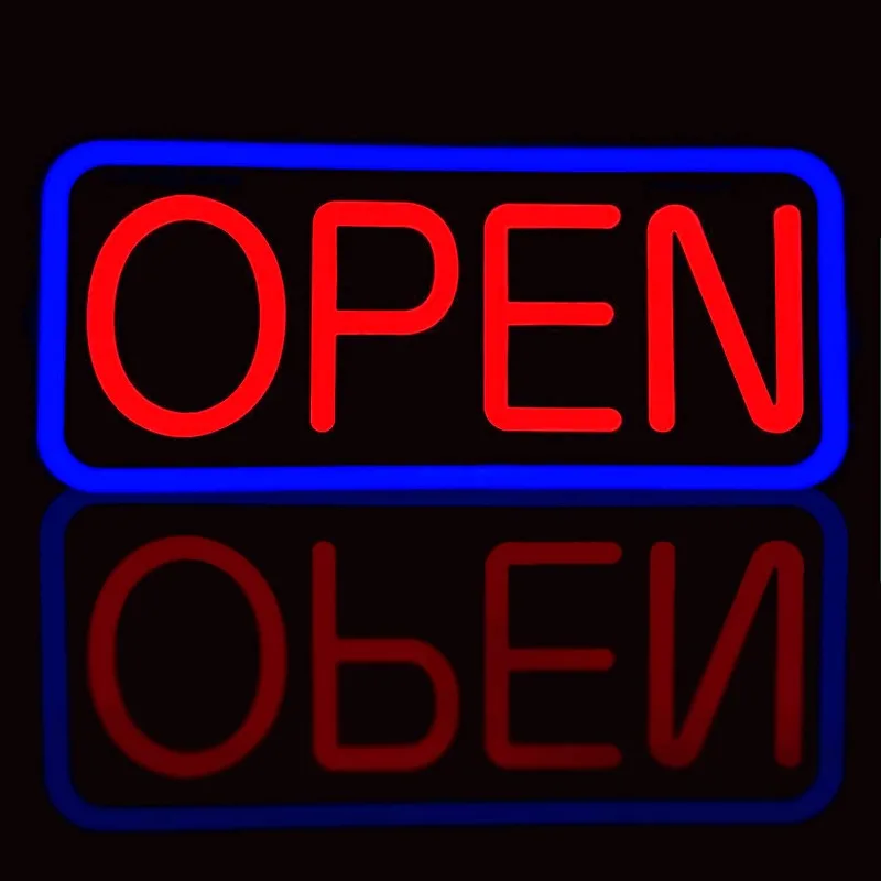 21'' X 10'' Ultra Bright LED Neon Open Sign - Remote Controlled - Get Your Business Seen Day or Night(Blue/Red)