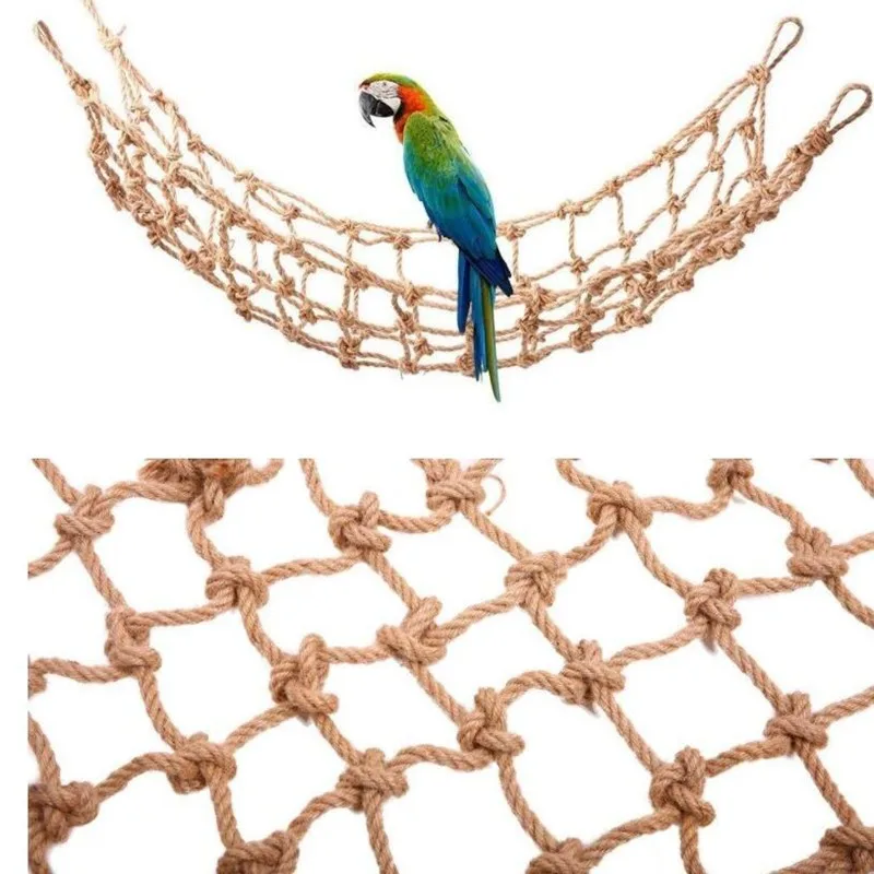 Large Parrot Bird Cage Hanging Rope Ladde Bird Outdoor Products Parrot Climbing Net Linen Parakeet Play Game Toys 45*90cm