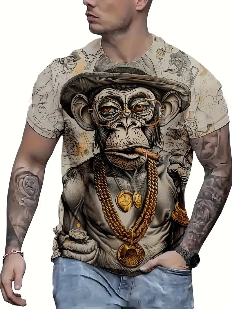 

Fashion Trend Personality 3d Stereoscopic Hip-Hop Orangutan Animal Graphics High-Quality Printed Comfortable Men's T-Shirt6XL