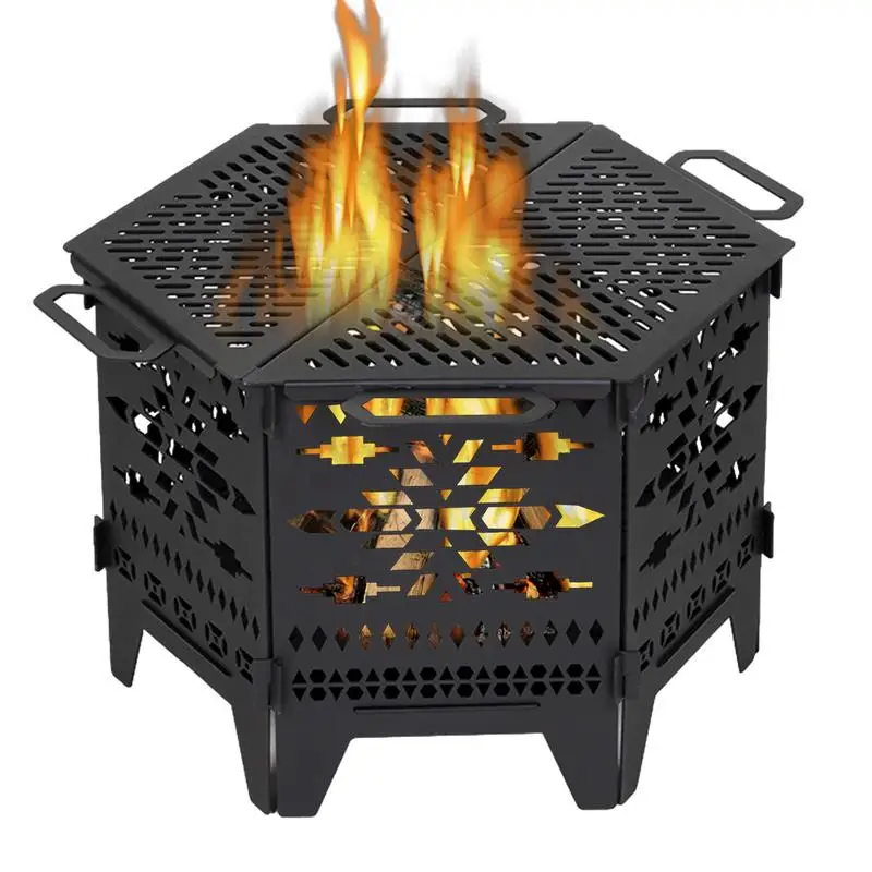 

Fire Pit Camping Wood Stove Folding Outdoor Stove For BBQ Camping Travel Or Picnic Portable Fire Pits Bonfire Of Backyard Patio