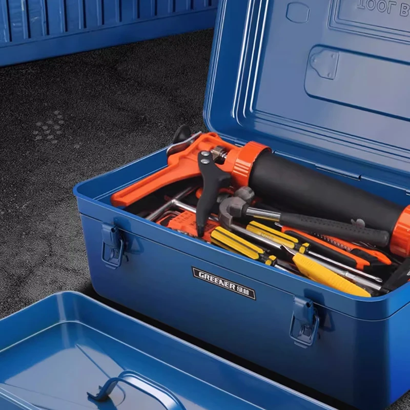 철 도구 상자 하드웨어 두꺼운 보관 도구 케이스 다기능 휴대용 자동차 수리 자동차 도구 주최자 가정용 도구 상자