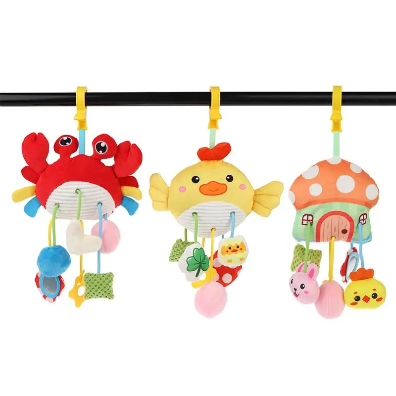 Cute Baby Plush Animal Hanging Bell Rattle Toy Educational Mobiles For Stroller Crib Decoration Use