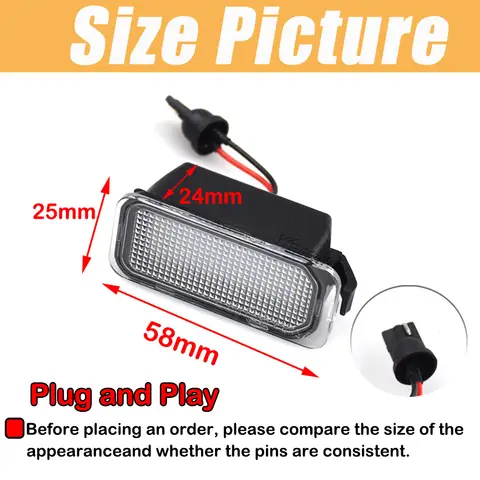 2 st. registreringsskyltsljus för Ford KUGA S MAX MONDEO MK4 MK5 MK2 FIESTA 2008-2019 FOCUS ABS plast 12V LED nummerplåtsljus 10 best sales Ford Mondeo 2008 - №3