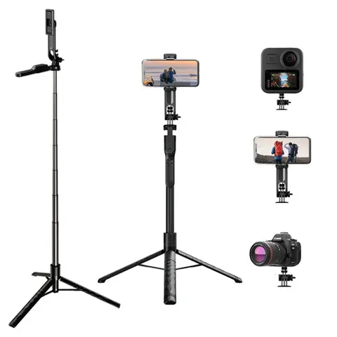 COOL DIER New 1.7M Wireless Selfie Stick Tripod Foldable Stand For Gopro Action Cameras Smartphones Balance Steady Shooting Live