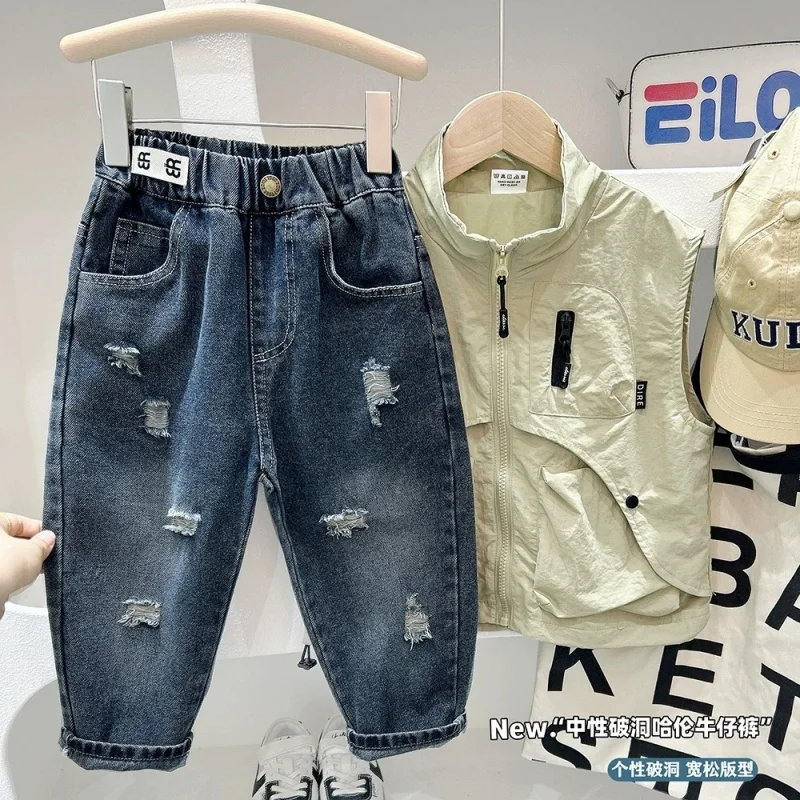 

Children's Jeans for Boy High Quality Jeans Baghi for Cotton 2025 Kids Clothes Campus Christmas Gift for Children Boys Pants