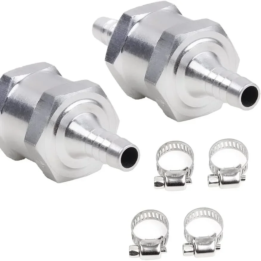 Aluminum Alloy One Way Check Valve For Car Fuel Gasoline Diesel Liquid With Clamps 6MM 8MM 10MM 12MM