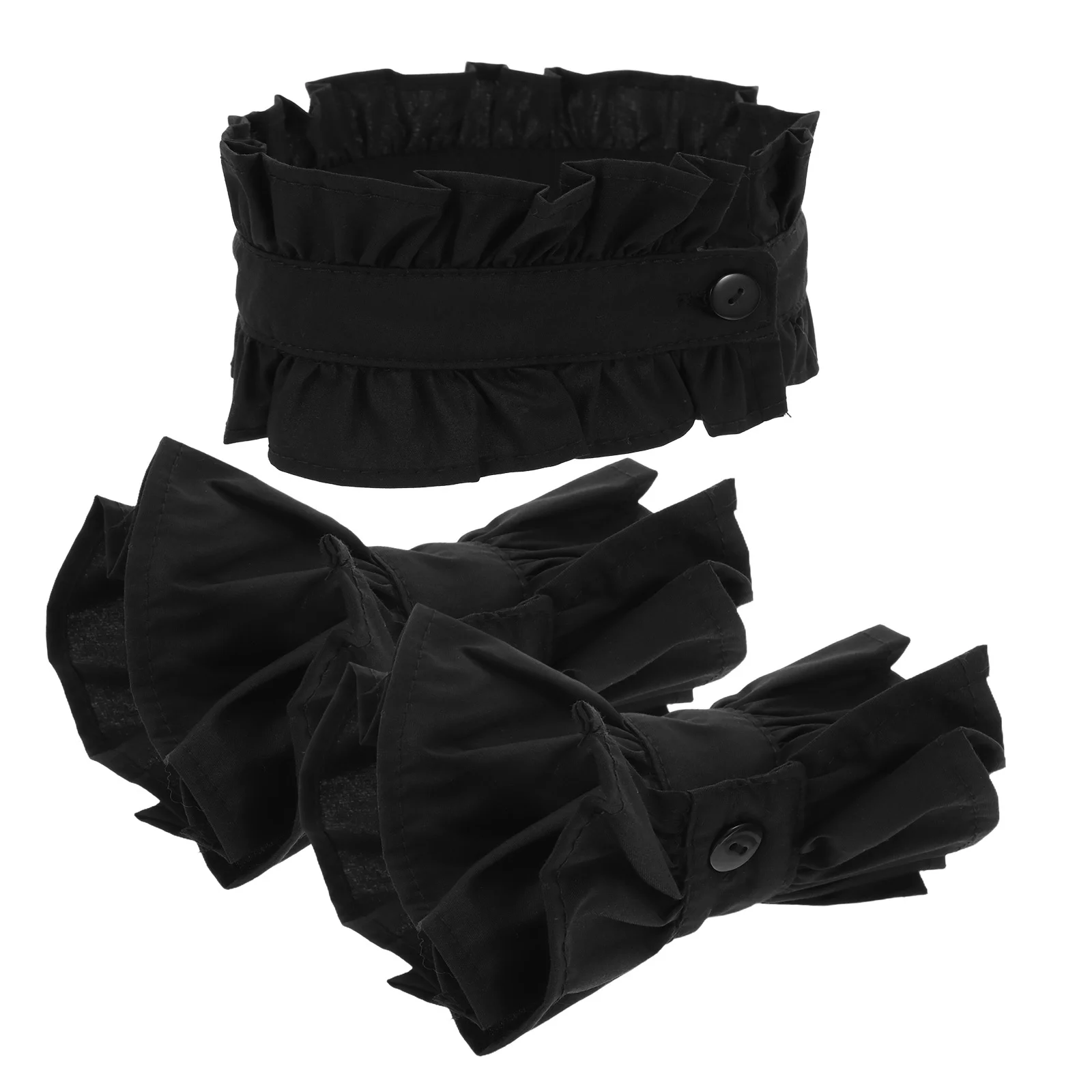 

1 Set French Style Fake Collar Detachable Ruffled Cuffs Lace Trim For Women Vintage Blouse Collar Cuffs Set Black Handicraft