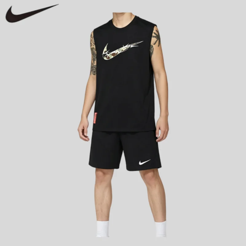 

Nike 2Pcs Classic Printed Vest Shorts Men All Season Basketball Running Clothes SetHM4463-010+IB8654-010