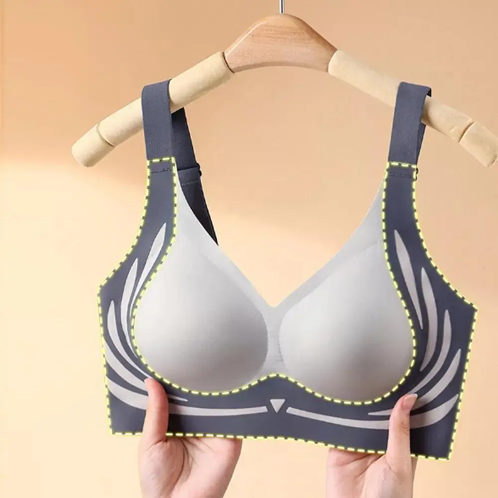 Sagging Wireless Push-up Bra Women Gathered Up Soft Support Adjustable V Neck Underwear Anti-sagging Comfortable Lift-up Bras