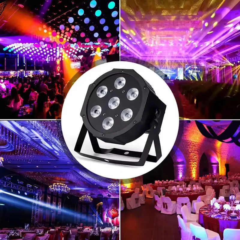 7x10W LED Par luz RGB a todo Color LED luz Par plana dmx512 Control DJ Disco Bar Club fiesta iluminación de escenario