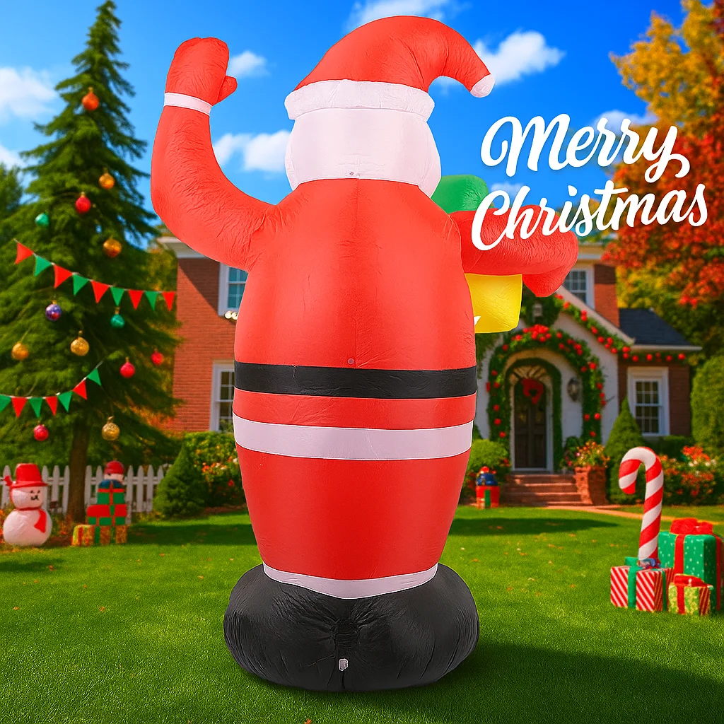 5.9FT Inflatable Toy Santa Claus Gift with LED Lit Festive Christmas Gifts Xmas Yard Lawn Party Decor Christmas Decorations