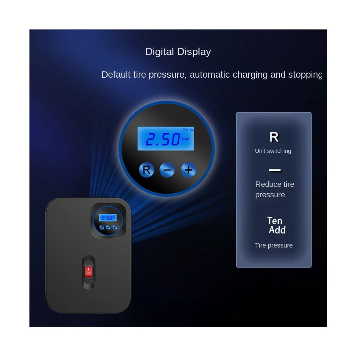 Car Inflator Pump Charging Digital Display