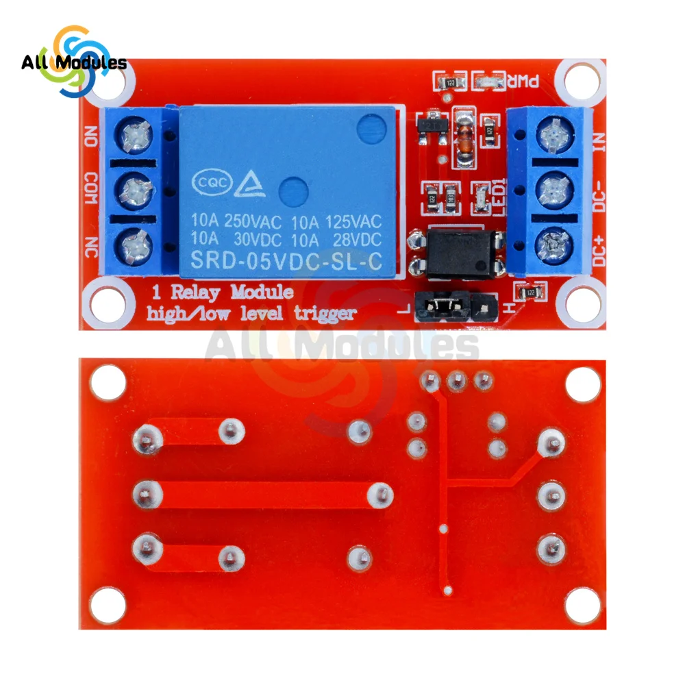 1 Channel Relay Module with Optocoupler High and Low Level Trigger Power Supply Module for Arduino 5V 9V 12V 24V