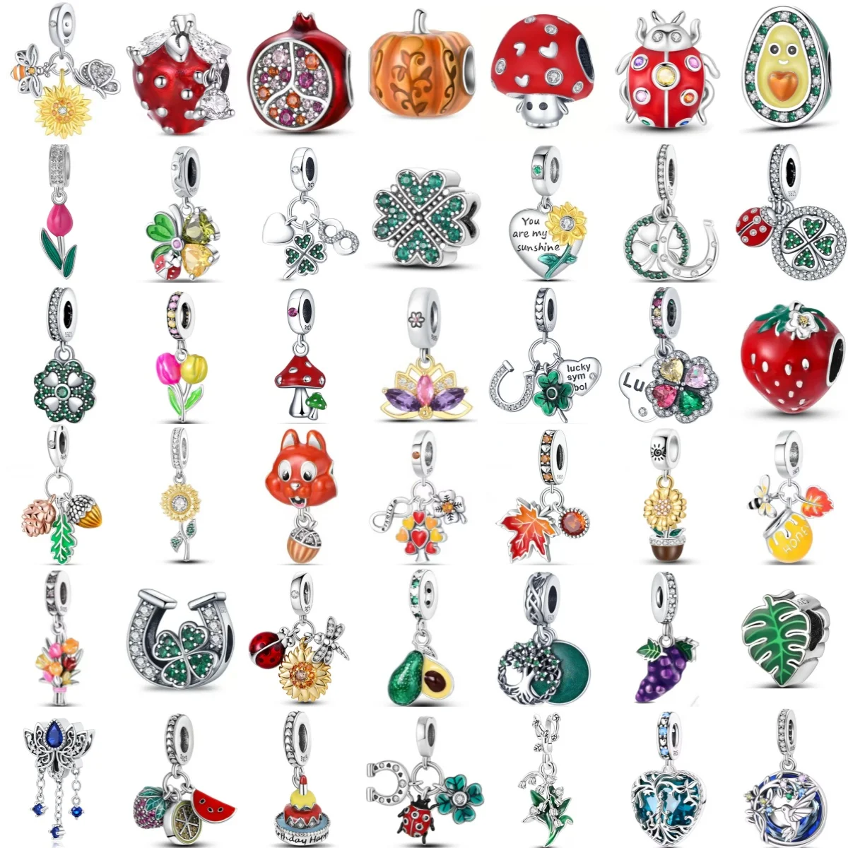 

New Original 925 Silver Springs four-leaf clover avocado Bead Charm Fit Bracelet Necklace Women Diy Jewelry For Gift