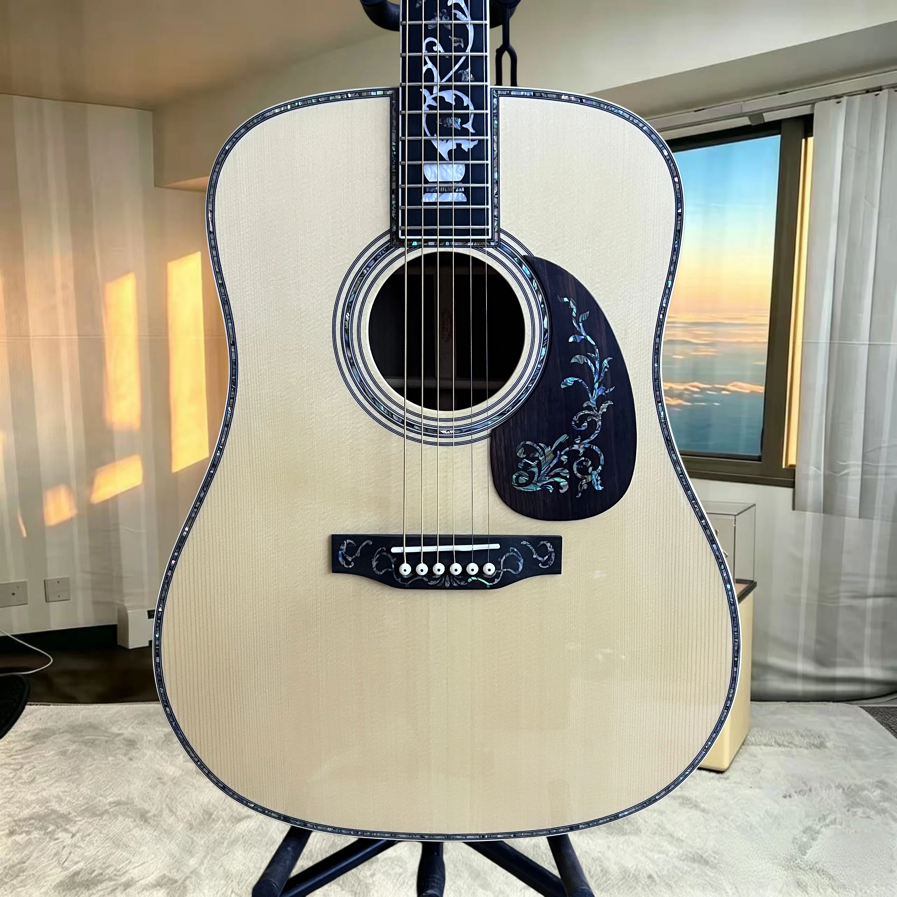 41 Inch D Acoustic Guitar 45 Wooden Vase Classic Solid Top Ebony Neck Folk Guitar Solo High Quality Included Gift New Hot 2026