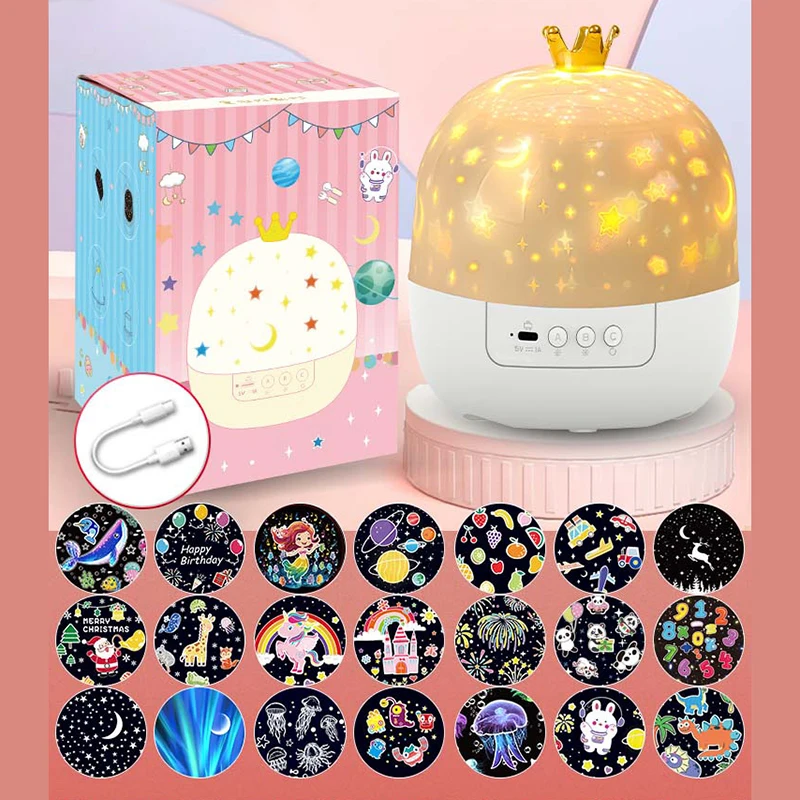 Starlight Projection Rotating Star Bedroom Ceiling Atmosphere Night Light Star Children Birthday Gift Projector Comes With Film