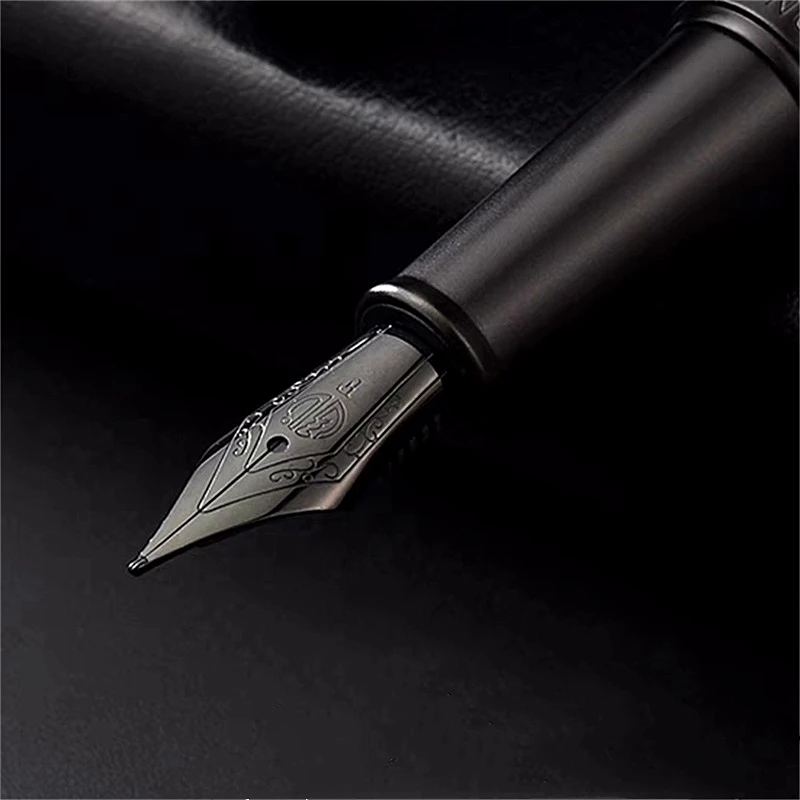 Hongdian 1850 Black Forest Metal Fountain Pen Titanium Black EF/F