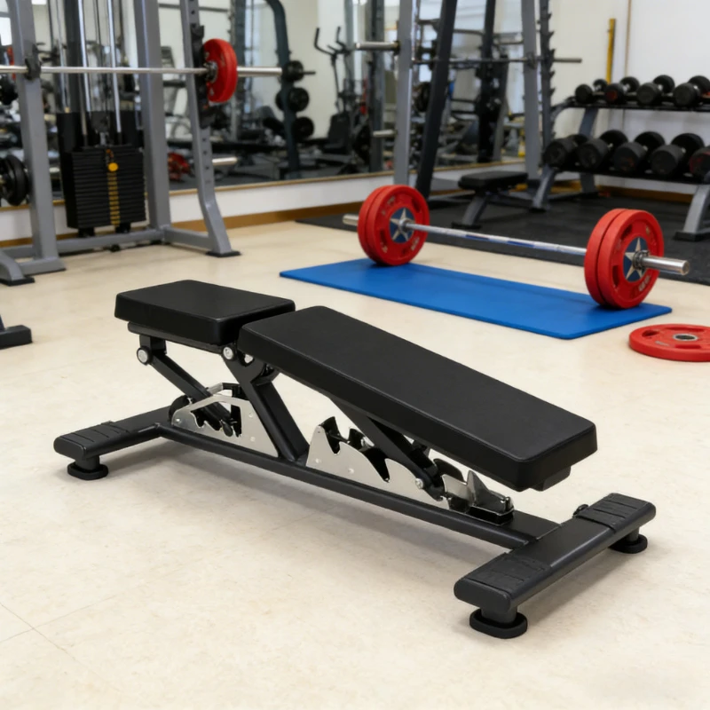 Black Dual-Function Dumbbell Fitness Bench, Ergonomic Pad Training Bench, Durable for Commercial Gyms/Home Use