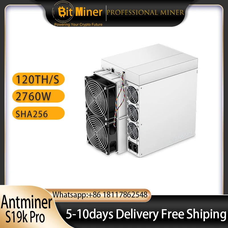 Antminer S19k Pro 120T±10% 3032W Bitcoin Mining Machine Ready to Ship