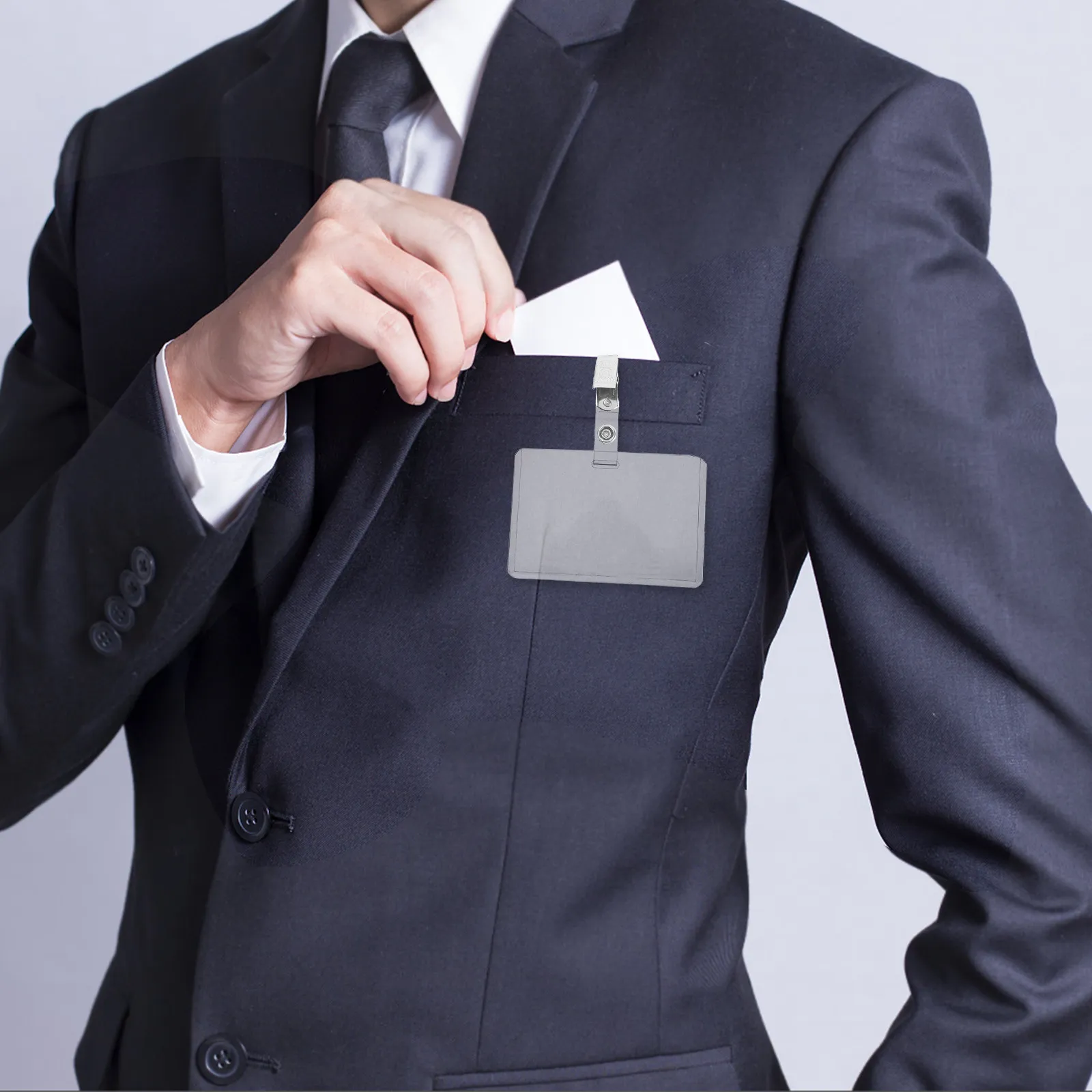 50-sets-transparent-waterproof-id-badge-holder-clear-hard-plastic-clip-horizontal-name-card-sleeve-office-work-pass-protector