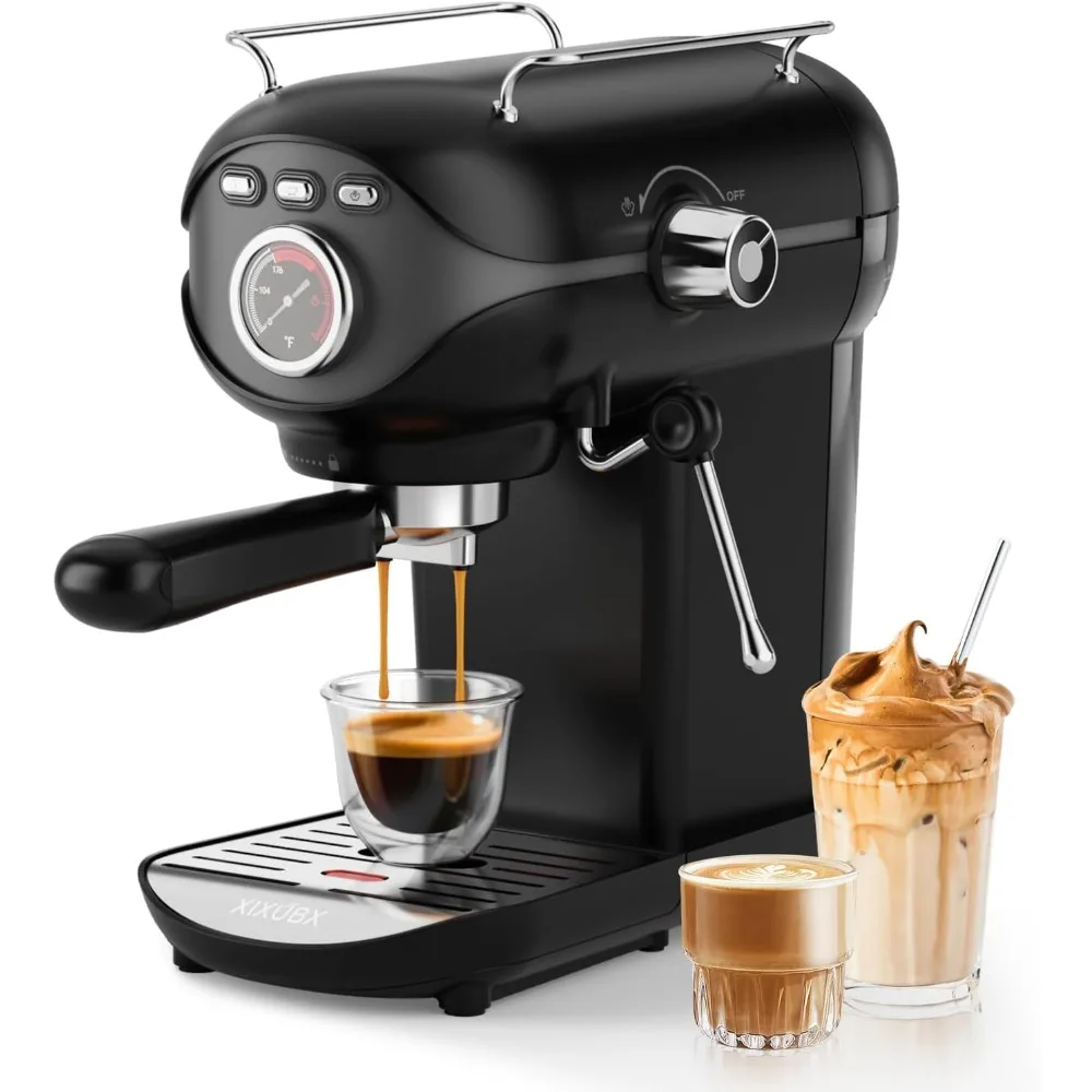

High-Pressure Compact Espresso Machine with Temperature Control and Steam Milk Frother for Professional Coffee Making