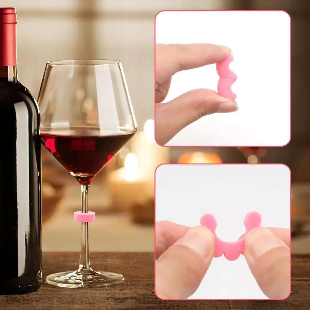 12Pcs Silicone Drink Marker Rings Color Random Wine Glass Identifier Rings Juice Beverage Wine Glass Labels Tags for Parties
