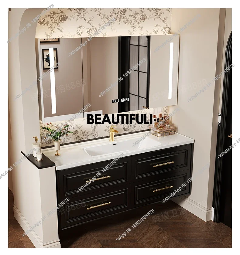 

Лидер продаж, французский ретро шкаф для ванной комнаты, стоячий антикварный туалет для ванной комнаты, дубовый органайзер, зеркало, роскошный умный Banyo Dolabi Fu