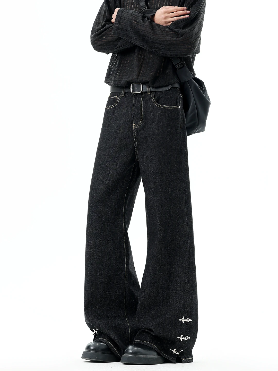 Men's Casual Straight Leg Jeans mid Waist Zipper Fly High Street Fashion Spring Autumn Wear Resistant Stretch Denim Pants