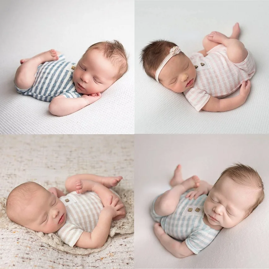 Newborn Photography Props Clothes Baby Boy Girl Outfit  Romper Striped Short Jumpsuit Photography Clothing