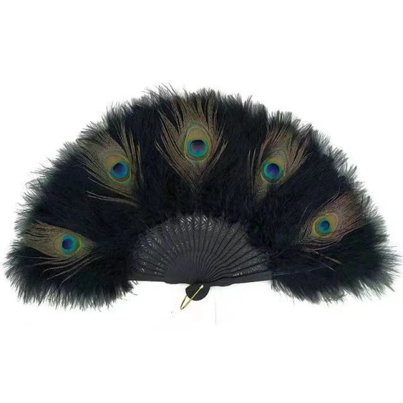

Chinese Feather Fan Peacock Palace Large Feather Folding Hand Fan Wedding Party Cosplay Dance Fan Home Decoration Abanicos