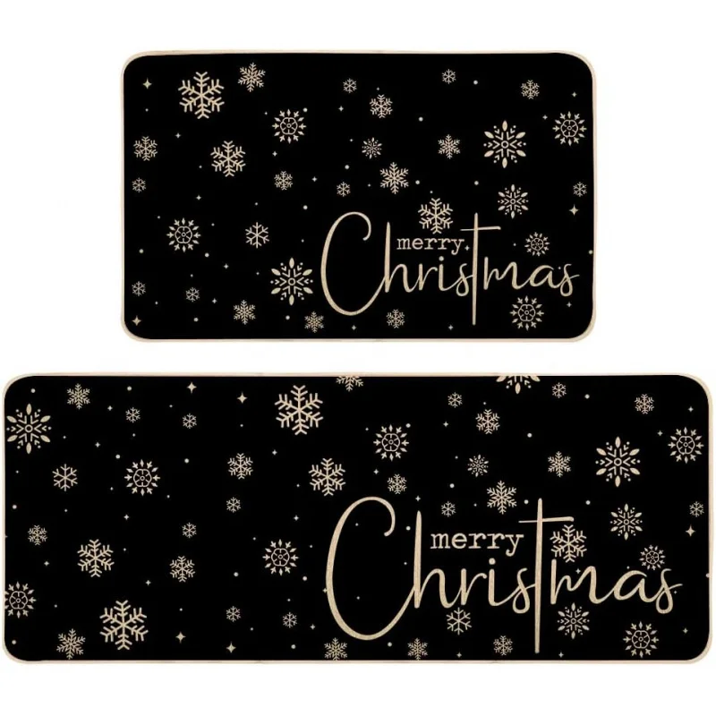 Merry Christmas kitchen floor mat 2-piece set Winter farmhouse style decorative door mat 20inx31in 18inx47in