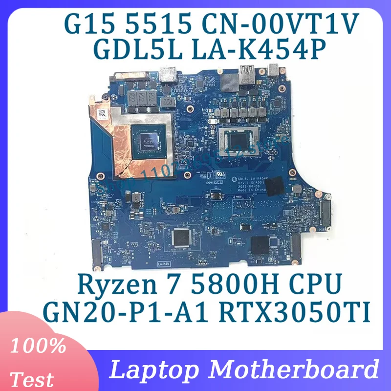 CN-00VT1V 00VT1V 0VT1V LA-K454P для DELL G15 5515 материнская плата для ноутбука с Ryzen 7 5800H CPU GN20-P1-A1 RTX3050TI 100% протестирована хорошо