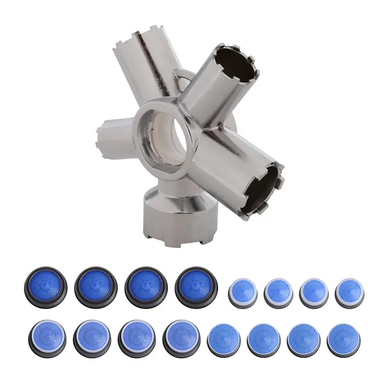 Heavy Duty For Sink Tap Cache Aerator Wrench(10-In-1 Metal Faucet Aerator Key Removal Tool+ 16 Aerators), For M16.5-