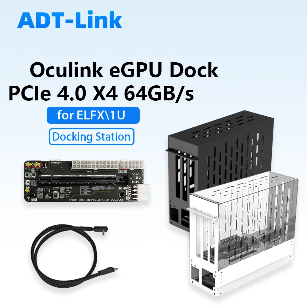 

Oculink eGPU Graphics Card Dock Docking Station for Laptop Mini PC PCIe 4.0 X4 64GB/s ELFX 1U Power Portable External GPU