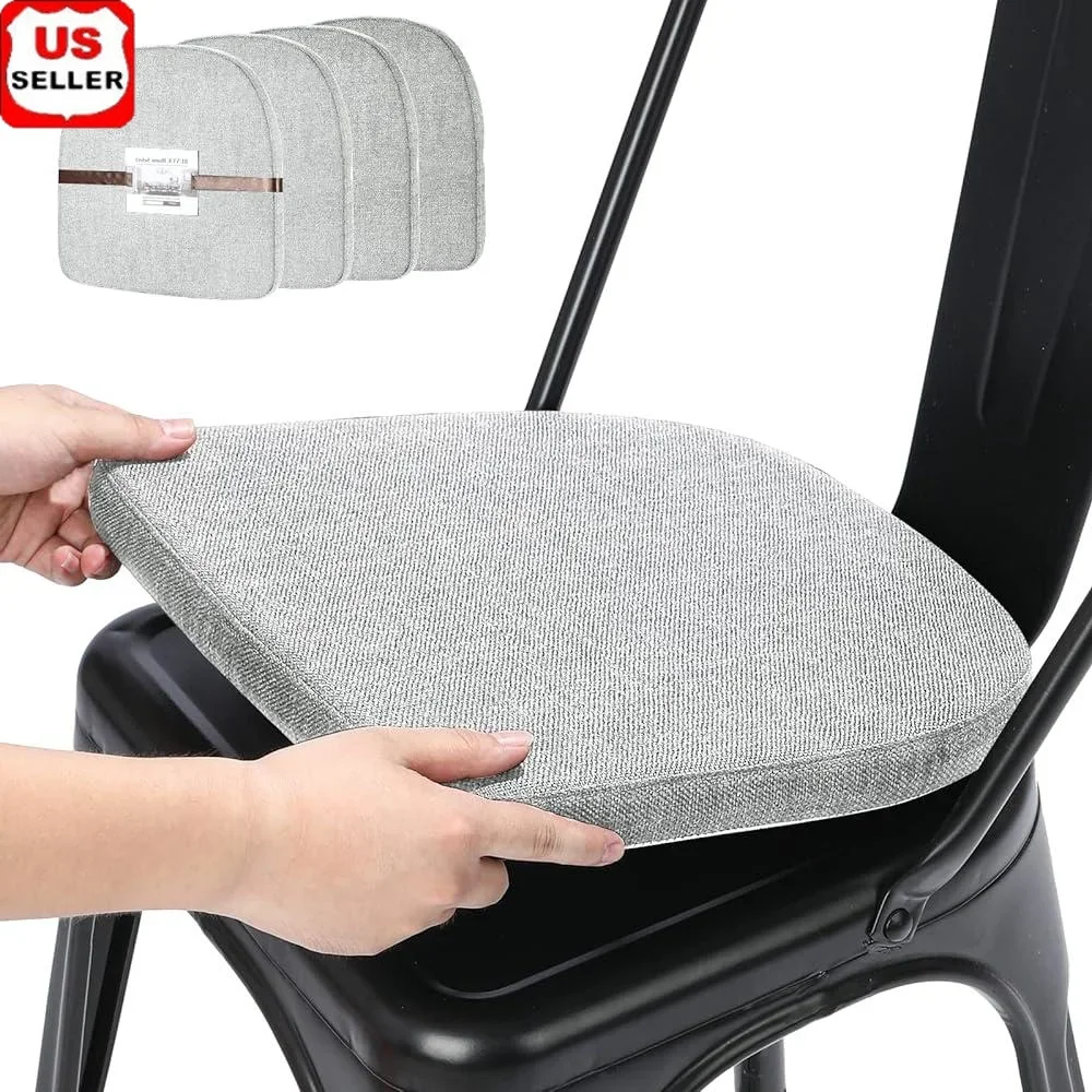 Comfortable Woven Fabric Cushions Set of 4 Anti-Slip Magnetic Seat Pads Dining Kitchen Bistro Chairs