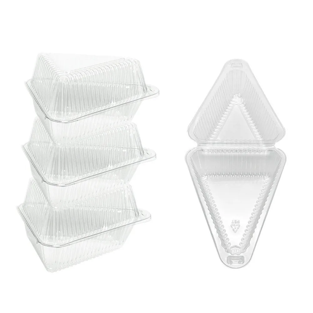 50pcs Disposable Cake Slice Containers Clear with Lids Dessert Storage Box PET Plastic Leak Proof Pie Package Box
