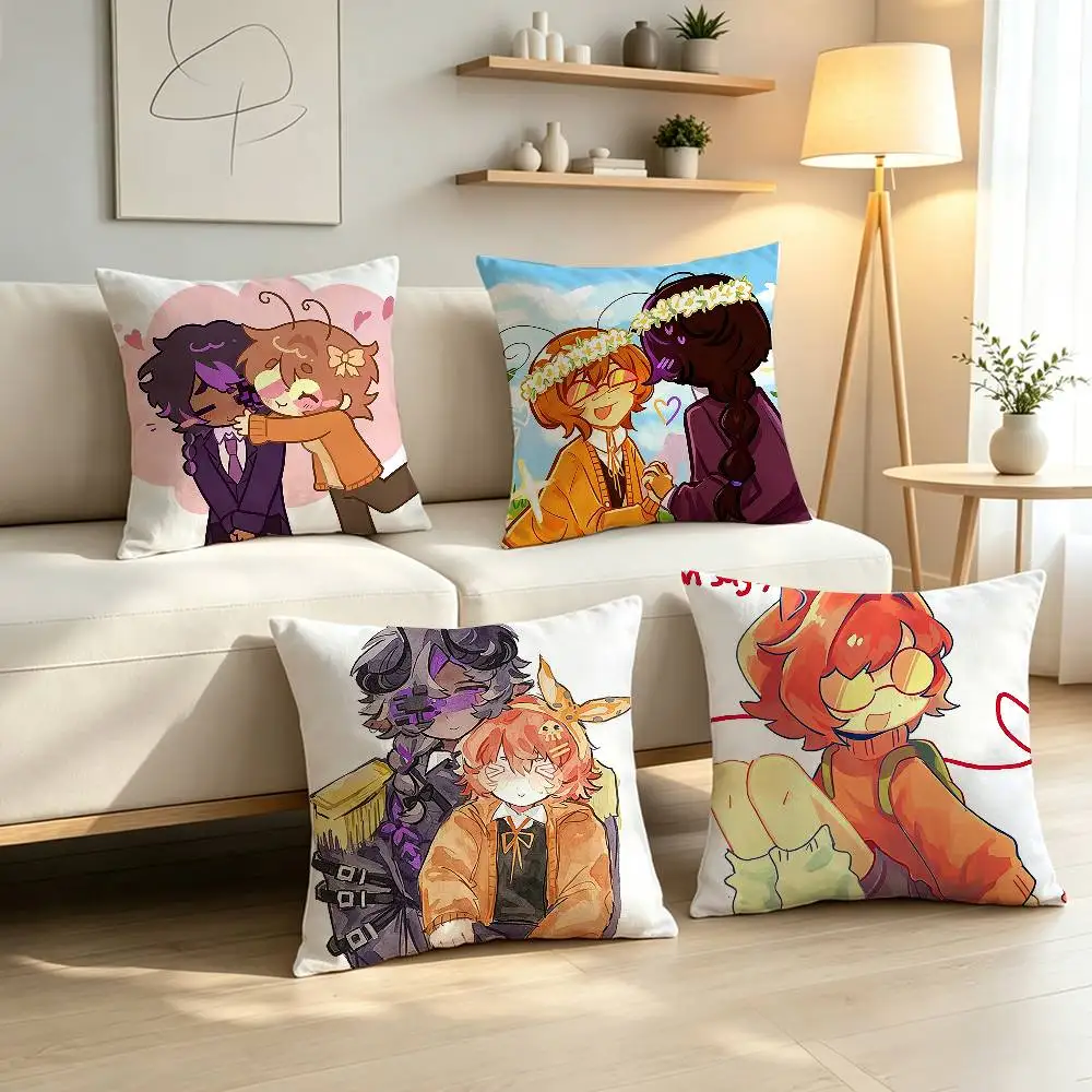 S-Squiddo Ashswag G-Glitch Duo Pillow Case Pattern Printed Pillowcase For Living Room Sofa Cushion Cover