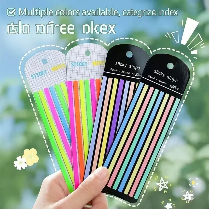 4-24Set Office School Supplies Ultra Fine Index Stickers Translucent PET Slim Fluorescent Students Key Mark Color Sticky Notes